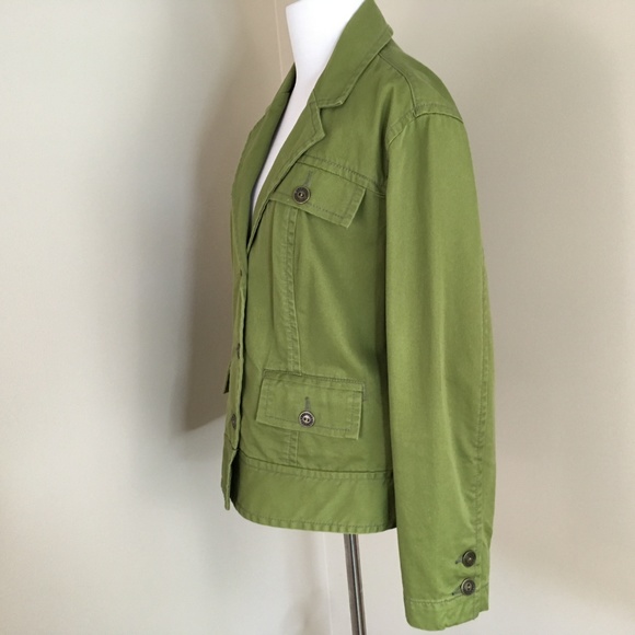 Chicos Sz 2 Large Denim Green Jacket Button up - Picture 3 of 5